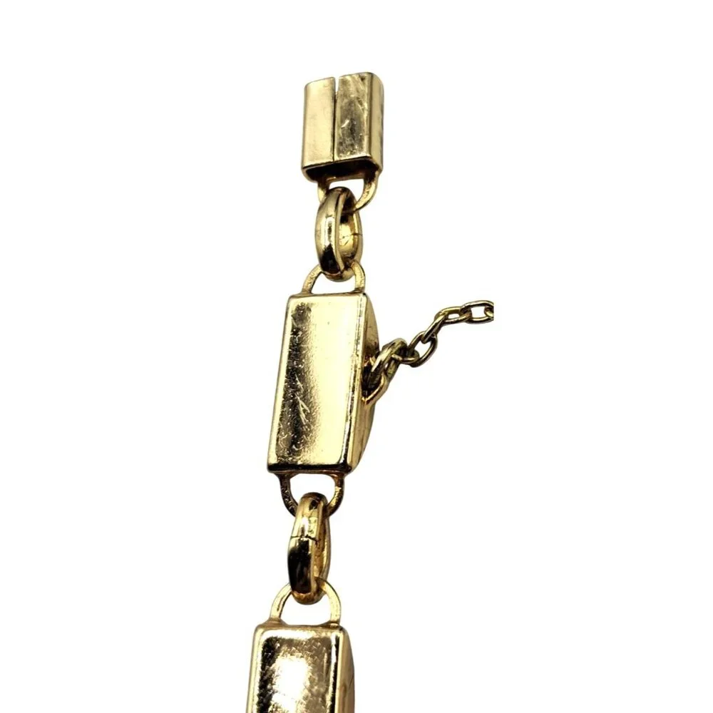 Vintage Damascene Bracelet Panel Links Leaves and Vines Design Safety Chain Cost
